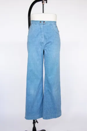 1970s Jeans Bell Bottoms Cotton Denim 27" x 30"