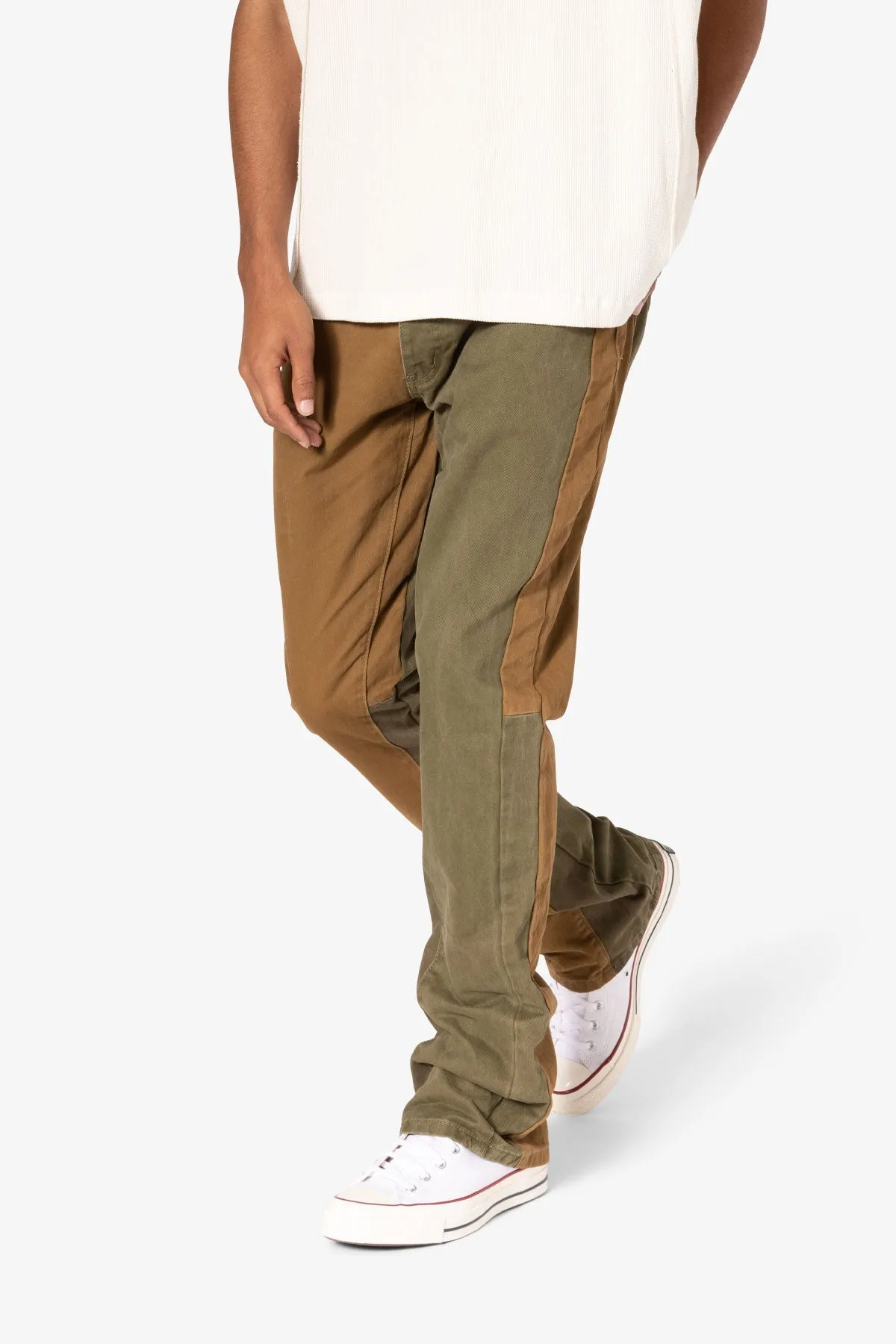 B680 Flare Color Block Denim - Olive