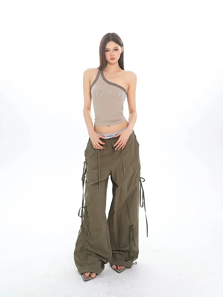 Cargo Drawstring Jogger Pants with Pockets