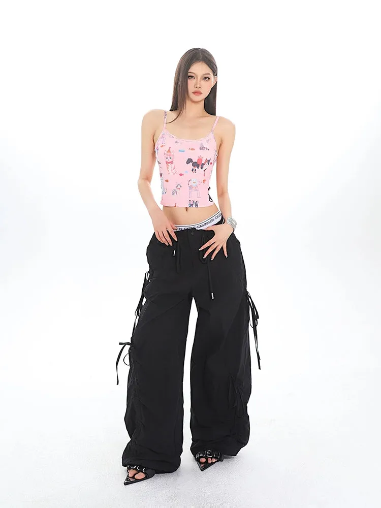 Cargo Drawstring Jogger Pants with Pockets