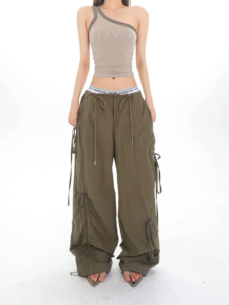 Cargo Drawstring Jogger Pants with Pockets