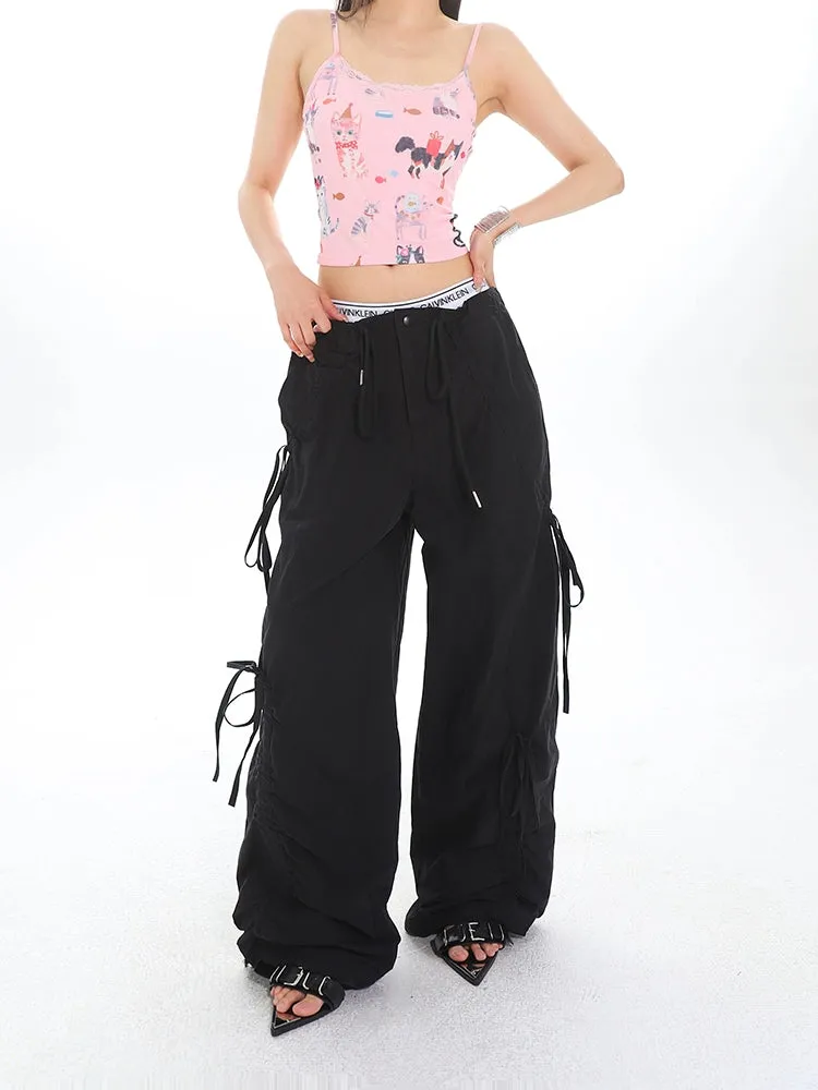 Cargo Drawstring Jogger Pants with Pockets