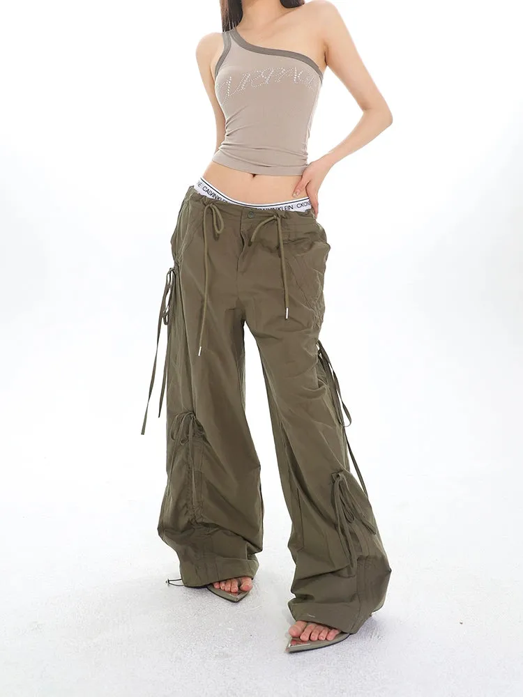 Cargo Drawstring Jogger Pants with Pockets