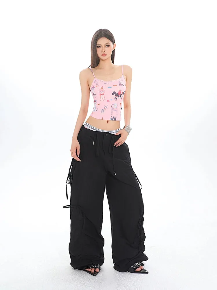 Cargo Drawstring Jogger Pants with Pockets