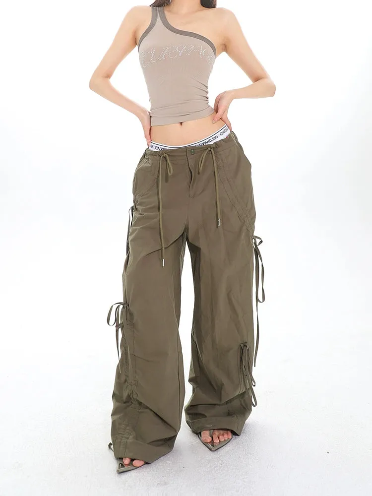 Cargo Drawstring Jogger Pants with Pockets