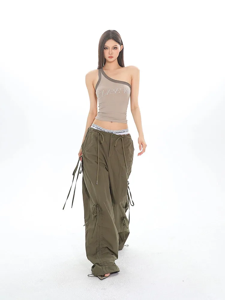 Cargo Drawstring Jogger Pants with Pockets