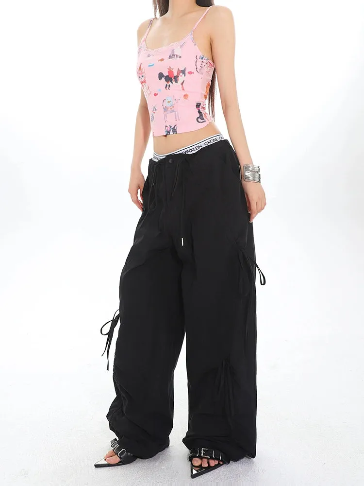 Cargo Drawstring Jogger Pants with Pockets