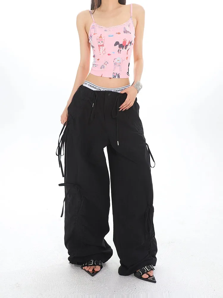 Cargo Drawstring Jogger Pants with Pockets