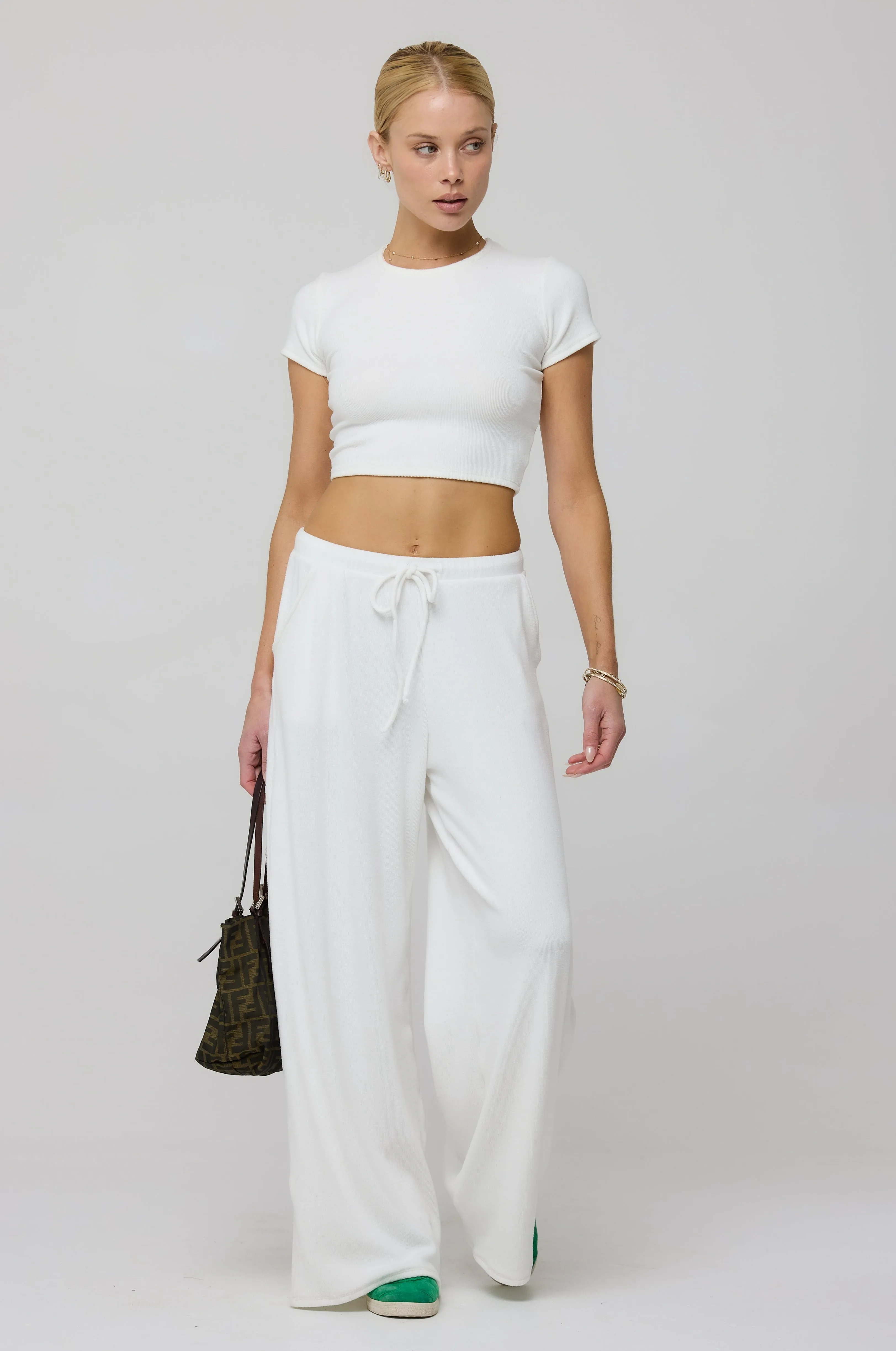 Chase Rib Pant in White