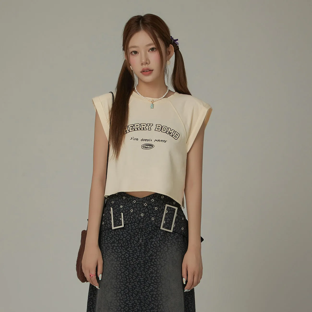 Cherry Bomb Embroidered Cropped Boxy T-Shirt