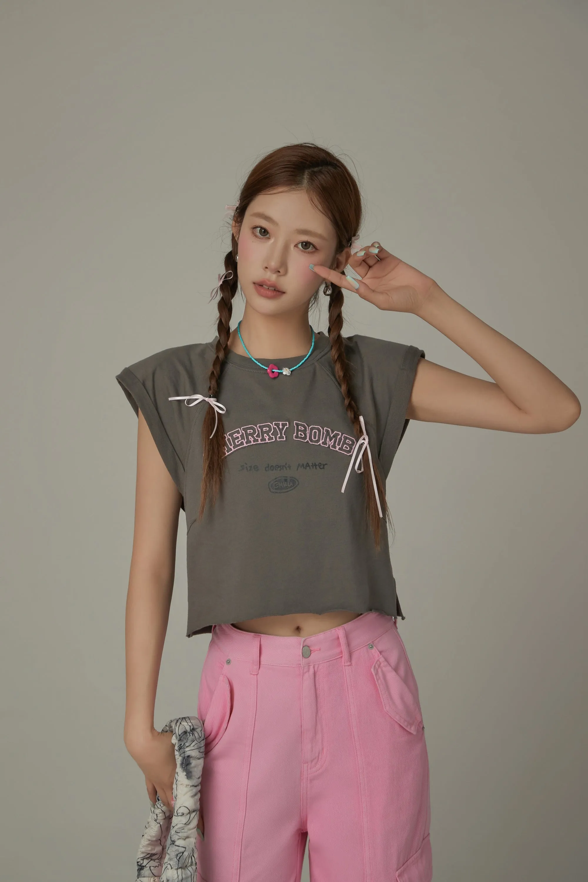 Cherry Bomb Embroidered Cropped Boxy T-Shirt