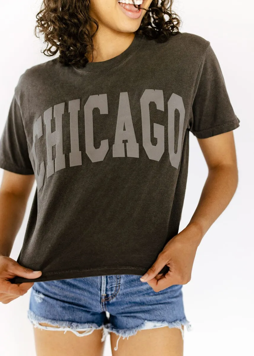 Chicago Collegiate Puff Crop Tee - Pepper