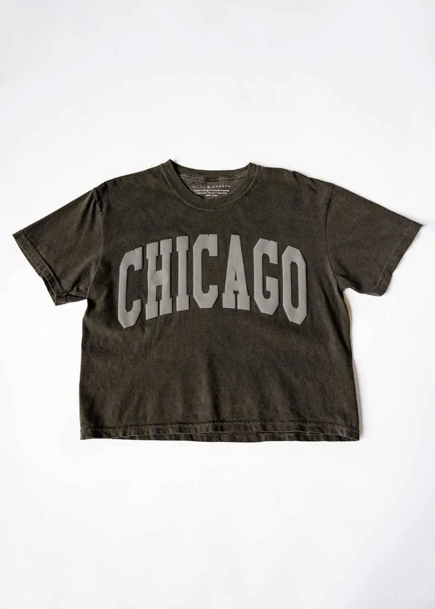 Chicago Collegiate Puff Crop Tee - Pepper