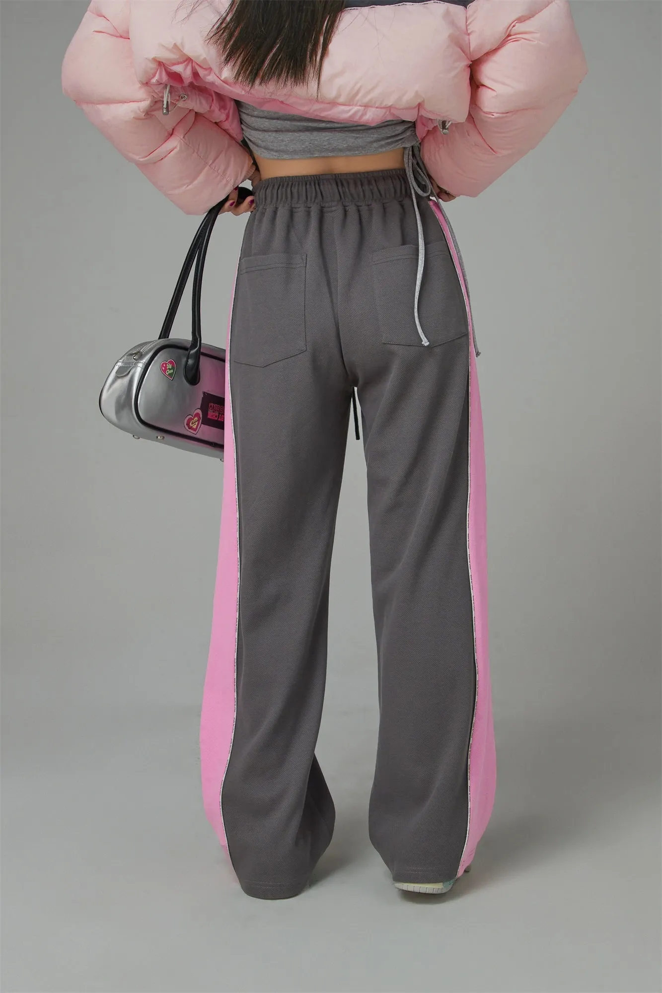 Color Bands Wide Jogger Pants