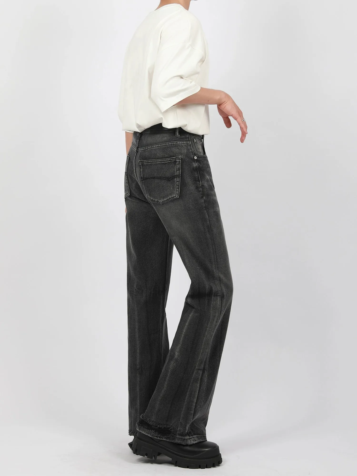 Faded Slim Fit Semi-Flare Denim Jeans