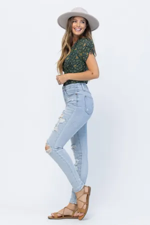 Judy Blue Plus Size High Rise Tummy Control Destroyed Skinny Jeans