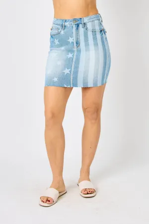 Judy Blue Reg/Plus High Waist Stars And Stripes Bleach Skirt