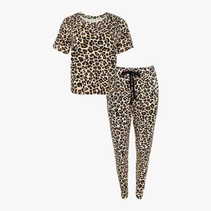 Lana Leopard Tan Women's Short Sleeve Scoop Loungewear