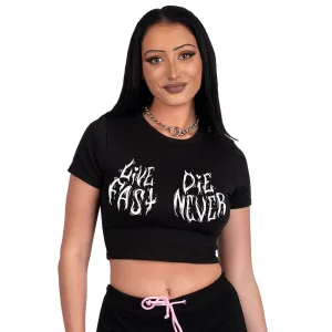 Live Fast Die Never Crop Baby Tee