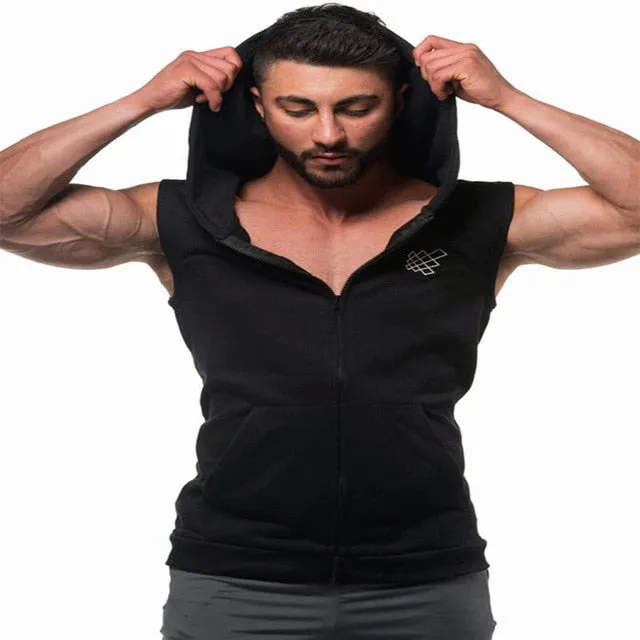 men tank tops Muscle Sleeveless Sportswear Men's Workout Gym Tank Top Hooded