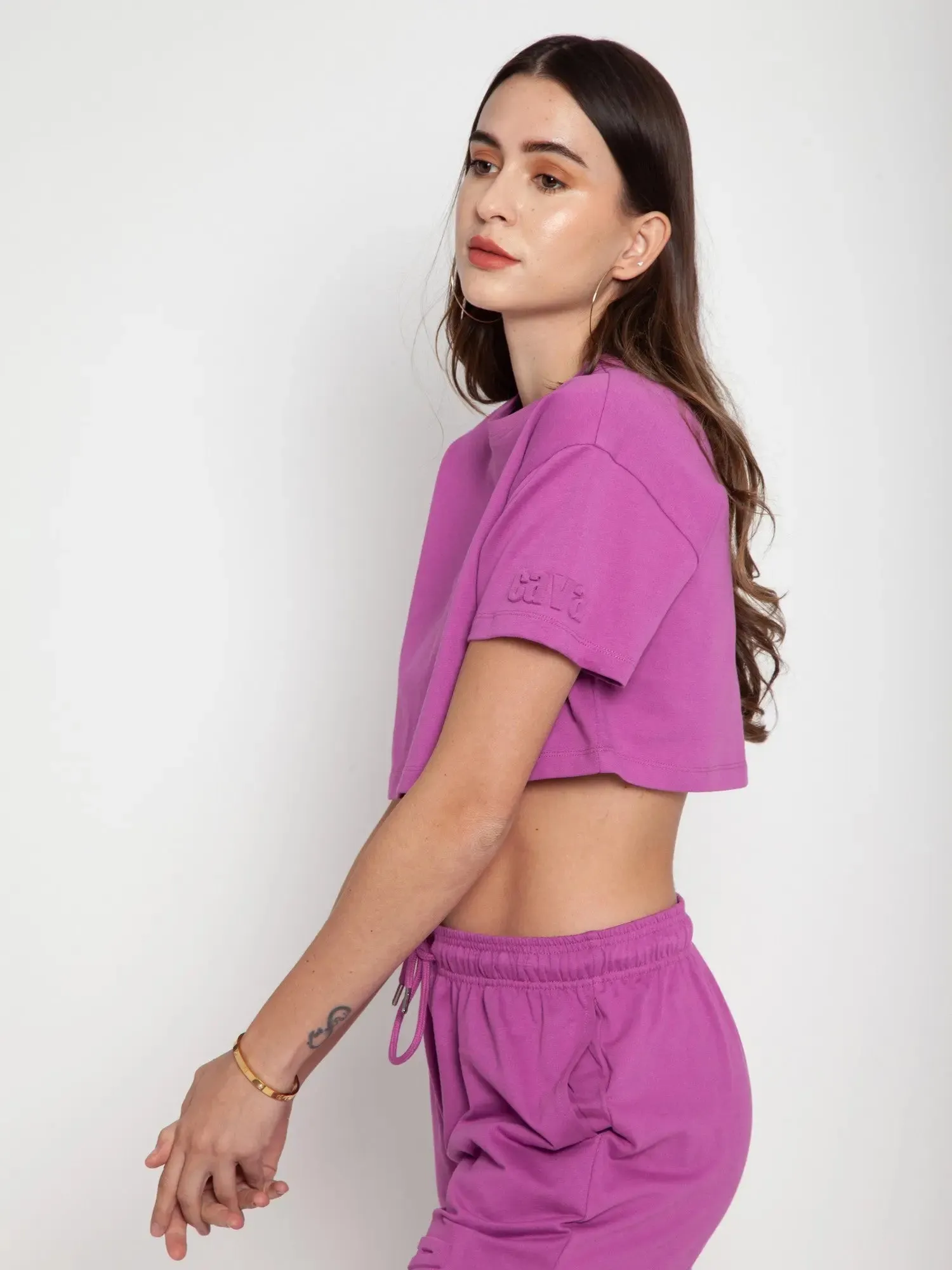 Orchid CAVA Embossed Crop Tee