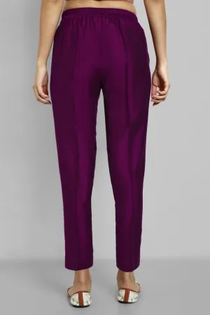 Purple Cotton Silk Pants with Pockets