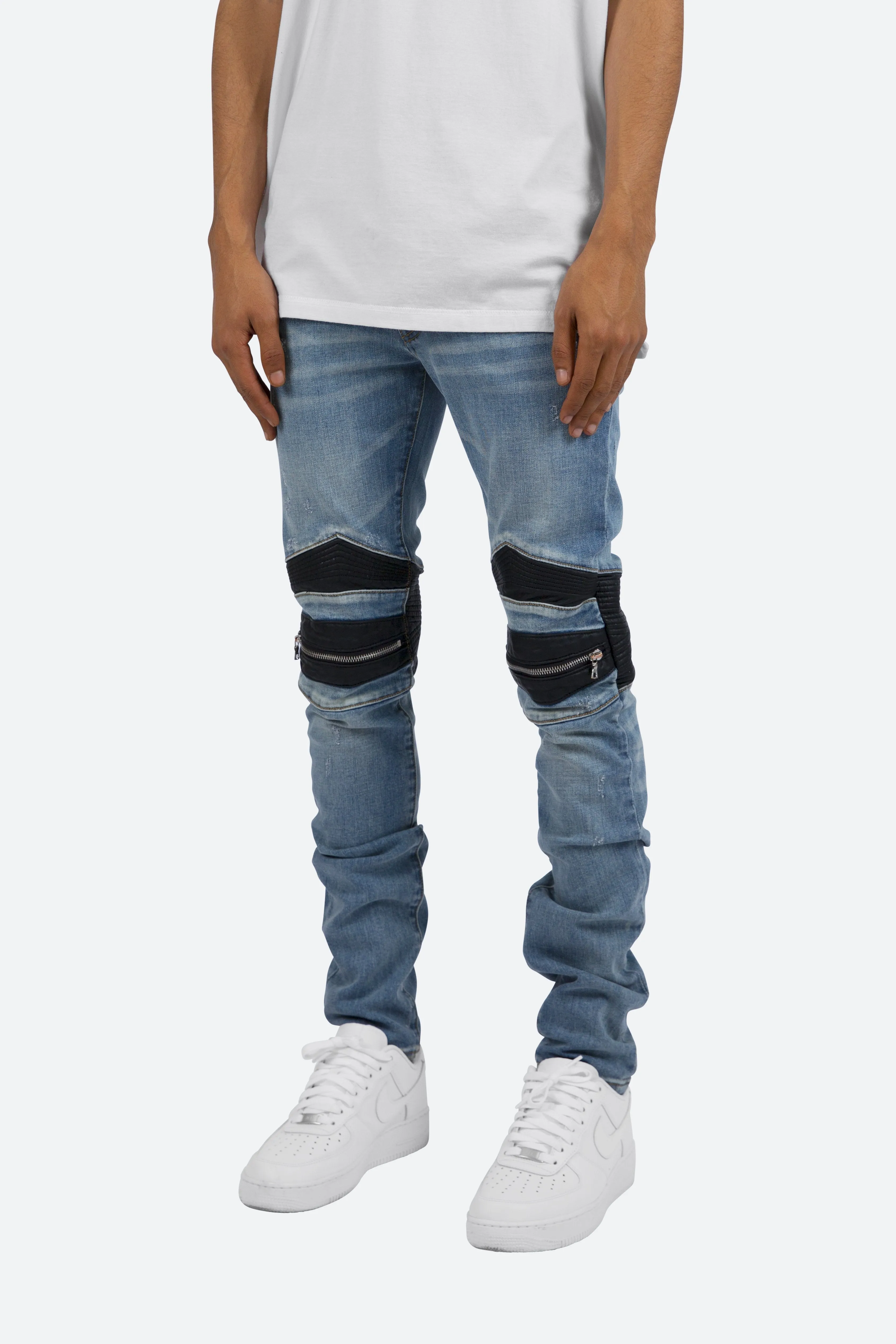 X186 Stretch Moto Denim - Blue/Black